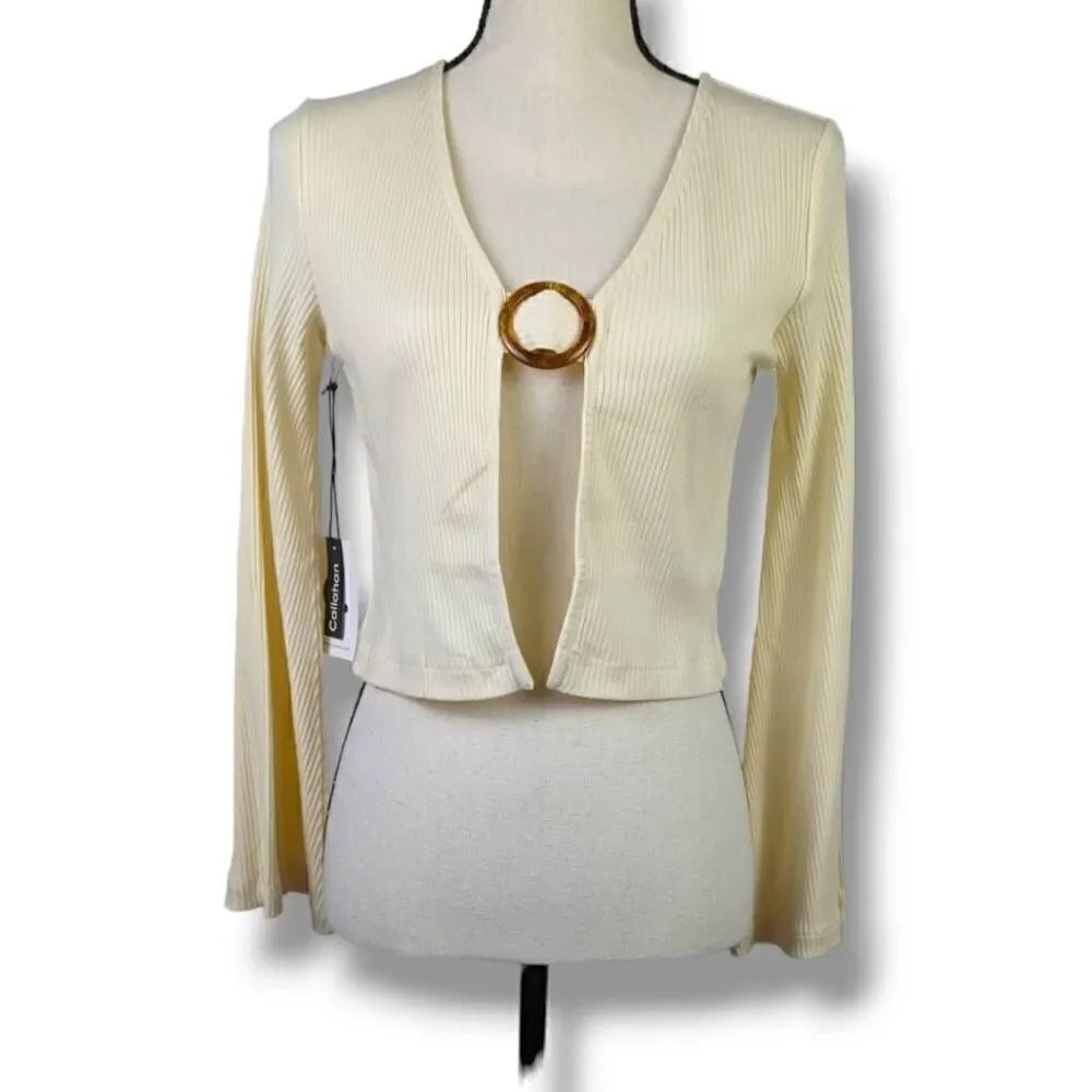 Callahan Knitwear Women's O-ring Front Vera Top Cream Small - Picture 10 of 13